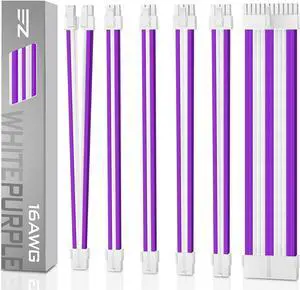 PSU Cable Extension kit Sleeved Cable Custom Power Supply Sleeved Extension 16 AWG 24-PIN 8-PIN 6-PIN 4+4-PIN with Combs- Blue