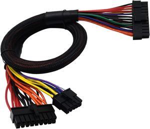 COMeap 18 Pin + 10 Pin to 24 Pin ATX PSU Power Adapter Sleeved Cable for Corsair AX Series and Seasonic Power Supply 24.8-inch(63cm)
