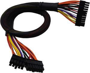 COMeap 14 Pin + 10 Pin to 24 Pin ATX PSU Power Adapter Sleeved Cable for Corsair AXI HXI Series Power Supply 24.8-inch(63cm)
