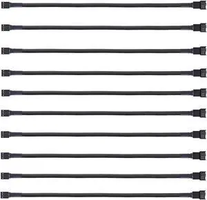 (10 Pack) 4-Pin PWM Fan Splitter Cable, 10.5"Sleeved Braided Adapter Computer PC Fan Power Extension Cable Converterfor Computer ATX Case 4 Pin 3 Pin Cooling Fan Cable