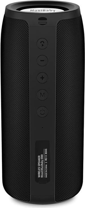 Bluetooth Speaker,MusiBaby M88 Speaker,Speakers Bluetooth Wireless,Dual Pairing, Bluetooth 5.0,Loud Stereo Sound,Booming Bass,30H Playtime for Home& Outdoor Party,Beach,Portable Speaker,Gifts(Black)