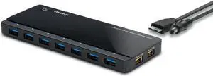 Powered USB Hub 3.0 with 7 USB 3.0 Data Ports and 2 Smart Charging USB Ports. Compatible with Windows Mac Chrome & Linux OS with Power On/Off Button 12V/4A Power Adapter(UH720)