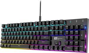 Mechanical Gaming Keyboard RGB Backlit Keys Computer Keyboard, 16.8 Million Color 104 Keys Blue Switch Wired Gaming Keyboards Full Size, Aluminum Base USB Keyboard for PC Gamer Laptop