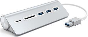 Satechi Aluminum USB 3.0 Hub & Card Reader - Compatible with MacBook Pro, MacBook, iMac, Surface Pro, Dell XPS and more (Silver)