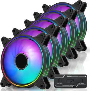 EZDIY-FAB Moonlight 120mm RGB PWM Case Fan with RGB PWM Fan Hub,5V Motherboard Sync,ARGB Computer Fan,Multiple Light Modes-5 Pack