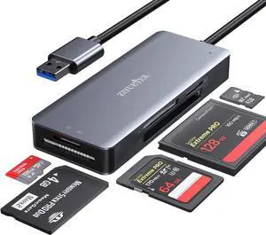 CF Card Reader USB 3.0 to Compact Flash Memory Card Reader Adapter 5Gbps Read 5 Cards Simultaneously for SDXC SDHC SD Micro SDXC Micro SD Micro SDHC M2 MS CF and UHS-I Card (Grey)