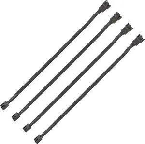 PWM Fan Extension Cable - 10.5 inch PC Fan Extension Cable Compatible with ATX Case 3 Pin & 4 Pin Cooling Fans. Durable Black Nylon Braided Case Fan Extension Cable (4 Pack) PWM Fan Extension Cable - 10.5 inch PC Fan Extension Cable Compatible with ATX Case 3 Pin & 4 Pin Cooling Fans. Durable Black Nylon Braided Case Fan Extension Cable (4 Pack)