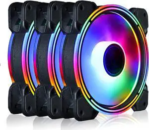 Conisy Rainbow Series 120mm Case Fan for Computer Case, Super Silent Efficient RGB LED PC Cooling Fan - 3 Pcs (Multicolor)