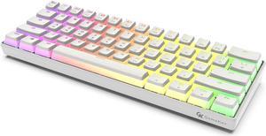 GK GAMAKAY MK61 RGB Pudding Keyboard, 61 Keys Gateron Optical Switch PBT Pudding Keycaps, Hot Swap Backlit Ultra-Compact Wired Gaming Keyboard for Windows Mac PC Gamers (Yellow Switch V2, White)