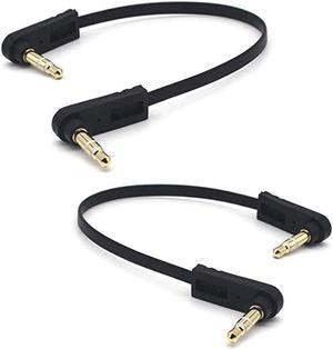 3.5mm Audio Cable 2-Pack 15cm 1/8&#34 3.5mm TRS Male to TRS Male Stereo Jack Audio Cable AUX Cord for Headphone Car Stereo Home Stereo and More (Double Angle)