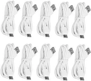 Pack Of 10 Type C Fast Charge Cable USB Cord Charging Rapid Quick Charger Bulk For Samsung Galaxy S10+ S9+ S8+ Note 9 8 A20 A50 A70 A90 A21 A51 A71 A91 LG V60 V50 V40 V30 V20 ThinQ Stylo 4 5 6 (White)