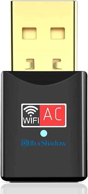 Blueshadow USB WiFi Adapter - Dual Band 2.4G/5G Mini Wi-fi ac Wireless Network Card Dongle with High Gain Antenna for Desktop Laptop PC Support Windows XP Vista/7/8/8.1/10 (USB WiFi 600Mbps)