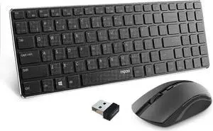 Rapoo Slim Wireless Keyboard and Mute Mouse Combo, 4.9mm Ultra-Thin Lightweight, 2.4GHz Portable Keyboards, 500/1000 DPI Silent Mouse for Computer, Desktop, PC, Notebook, Laptop, Black Rapoo Slim Wireless Keyboard and Mute Mouse Combo, 4.9mm Ultra-Thin Lightweight, 2.4GHz Portable Keyboards, 500/1000 DPI Silent Mouse for Computer, Desktop, PC, Notebook, Laptop, Black