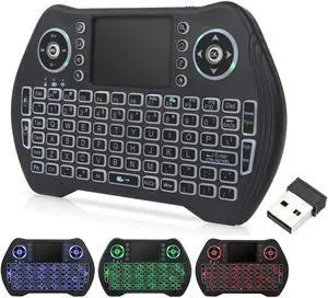 Backlit Mini Wireless Keyboard with Touchpad Mouse Combo Rechargable Li-ion Battery & Multi-Media Handheld Remote for Google Android TV Box PC PAD