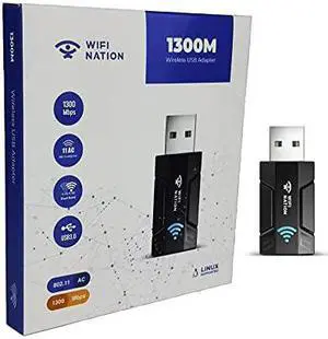 WiFi Dongle 1300Mbps WiFi Adapter 2.4G/5G Dual Band Mini USB 3.0 802.11ac Wireless Network Adapter for PC Desktop Laptop Windows MacOS & Most of Linux Distros