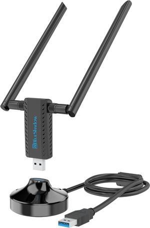 Blueshadow AC1900 USB WiFi Adapter for Gaming - 2.4G/5G Dual Band Wireless Network Adapter for PC Desktop, MU-MIMO WiFi Dongle, USB 3.0, Supports Windows11/10/8/7/Vista/XP, Mac OS X 10.5-10.15
