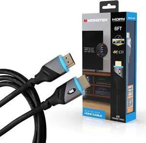 6ft High Speed 4K HDR Hdmi Cable with Built-in Blue Led Light Gaming Video and Computer Cable