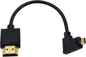Micro HDMI to Standard HDMI Cable Micro HDMI to HDMI Adapter Cable Extreme Thin Right Angled Micro HDMI Male to HDMI Male Cable for 1080P 4K UltraHD 3D Ethernet (6 inch/ 15cm)