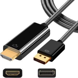 HDMI to DisplayPort Cable - 6ft DP Laptop Desktop PC 4k Connector Display Port Extended Mirror Monitor TV Projector Video Adapter for Chromebook Asus Lenovo HP Dell Computers