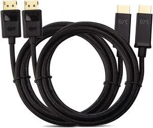 2-Pack Unidirectional DisplayPort to HDMI Adapter Cable (DP to HDMI) 6 Feet