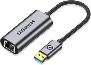 QGeeM USB Ethernet Adapter,USB 3.0 to 10/100/1000 Gigabit Ethernet LAN Network Adapter Compatible for MacBook Air/Pro,Surface Pro,iMac,Vista,Notebook PC with Windows7/8/10, XP