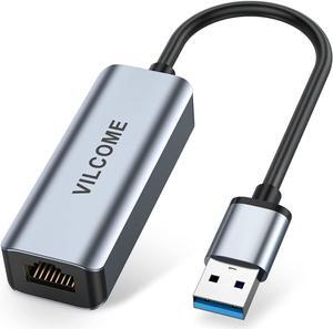 USB to Ethernet Adapter, Vilcome USB 3.0 to 100/1000 Gigabit Ethernet LAN Network Adapter, Driver Free RJ45 Internet Adapter Compatible with MacBook Surface Pro Laptop PC