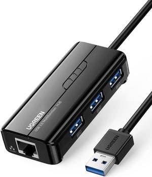 UGREEN USB 3.0 Hub Ethernet Adapter 10 100 1000 Gigabit Network Converter with USB 3.0 Hub 3 Ports Compatible for Nintendo Switch Windows Surface Pro MacBook Air Retina iMac Pro Chromebook PC