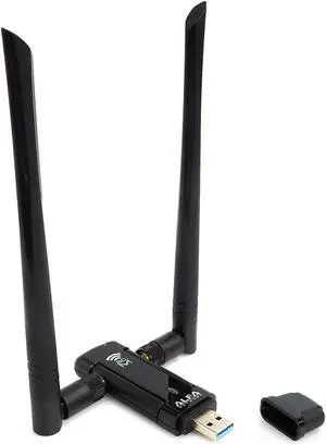 AWUS036ACM Long-Range Wide-Coverage Dual-Band AC1200 USB Wireless Wi-Fi Adapter w/High-Sensitivity External Antenna - Windows MacOS & Kali Linux Supported