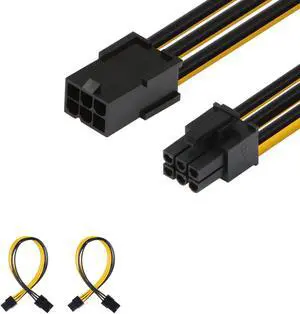 6 Pin PCIe M/F Power Extension Cable (2 Pack) PCIe to PCIe Power Extension Male to Female Cable 10 inch Black
