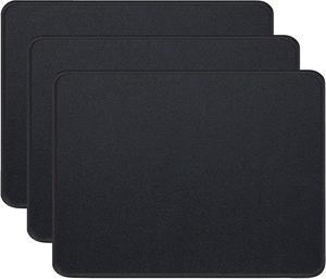 3 Pack Standard Mouse Pad with Stitched Edges Comfortable Mouse Mat Pad Non-Slip Rubber Base Mousepad for All Types of Mouse Laptop Computer PC 10.3 x 8.3 inches Black
