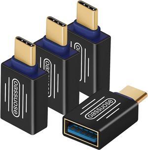 4-Pack USB C to USB Adapter(Gold-Plated) Thunderbolt 3 Male to USB 3.0 Female OTG Adapter for MacBook Pro iMac iPad Pro Pixelbook Chromebook Microsoft Surface Go and Other Type C Device(Black)