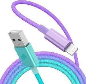 Lightning Cable MFi Certified iPhone Charger Cable Nylon Braided Charging Cord Lightning to USB A Cable for iPhone and More 3.3ft (Blue)