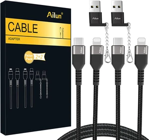 USB C to Lightning Cable 2Pack 6ft MFi Certified and 2Pack Adapter USB C to Lightning Cable 2Pack 6ft MFi Certified and 2Pack Adapter