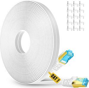 Cat 7 Ethernet Cable 35 ft,15 ft 25 ft 50 ft 75 ft 100 ft 125 ft 150 ft High Speed Internet Network Flat Cable, Professional LAN Cable Shielded in Wall, Indoor&Outdoor