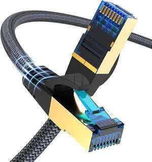Cat 8 Ethernet Cable 10ft, Outdoor, Indoor Nylon Braided Cat 8 Cable, Heavy Duty 26AWG 40Gbps, 2000MHz, S/FTP Patch Cord for Xbox, POE, PS5, Router