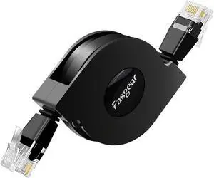 Fasgear Cat6 Ethernet Cable [1 Pack 1m/3ft Black] Adjustable Flat Internet Network LAN Patch Cord High Speed 10Gbps Cat6 Computer Wire with RJ45 Connectors for Modem Router, PC, Mac, Laptop