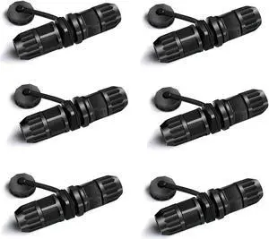 RJ45 Waterproof Connector Female to Female Panel Mount 8P8C CAT 6 CAT 5 CAT 5E M20 IP67 Ethernet LAN Cable Coupler Outdoor Adapter Weatherproof Connection (6-Pack)