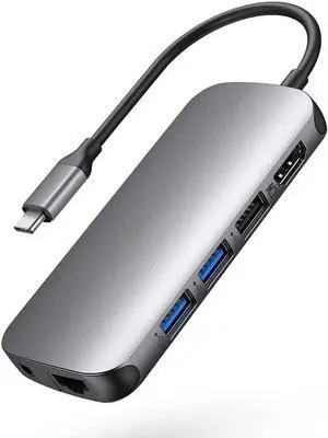USB C Hub-9 in 1 Portable Space Aluminum Dongle with 4K HDMI, 100W PD Charging, Card Reader, 1000Mbps Ethernet Port for MacBook Air/Pro and More