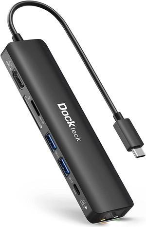 USB C Hub 4K 60Hz Dockteck 7-in-1 USB C PD Ethernet Hub Dongle with 4K 60Hz HDMI 1Gbps Ethernet 100W PD 2 USB 3.0 SD/Micro SD for MacBook Air/Pro M1 2020 iPad Pro 2021 iPad Mini 6 and More