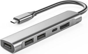 USB C to Display Multiport Adapter, Portable Type-C Hub to DisplayPort, USB-C Charging Port, 3 USB 2.0 for MacBook Pro/Air Type C Laptops