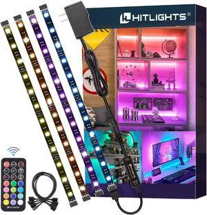 LED Strip Lights 4 Pre-Cut 1ft/4ft Small Light Strips Dimmable RGB 5050 Color Changing LED Tape Light with Remote and UL-Listed Adapter for TV Backlight Bedroom Cabinet Shelf Display