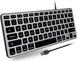 Macally Backlit Wired Keyboard for Mac | Compatible Apple Keyboard (Small and Compact) Comfortable All Day Typing USB Keyboard for MacBook Pro/Air, iMac, Mac Mini/Pro (Space Grey)