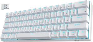 RK ROYAL KLUDGE RK61 Wireless 60% Triple Mode BT5.0/2.4G/USB-C Mechanical Keyboard, 61 Keys Bluetooth Mechanical Keyboard, Compact Gaming Keyboard with Software (Hot Swappable Brown Switch, White)