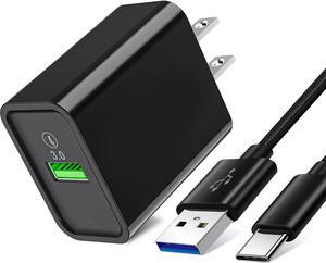 18W Quick Charge 3.0 Phone Charger for Moto G Power 2023 2022/G Stylus 2021,G Fast,G Play,G Pure,G7 Play,Motorola One 5G Ace/Fusion+/Edge Plus,Z4,G100,Wall Charging Adapter/Block/Plug + USB C Cable