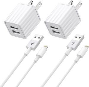 iPhone Charger [Apple MFi Certified] Fast iPhone Charger 2PACK 6FT Lightning Cable Cord Fast Charging Dual 2 Port Plug USB Wall Charger Compatible with iPhone 14 13 12 11 Pro Max XS XR X 8 Plus 7 iPad