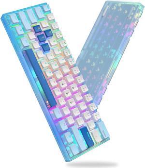 Womier 60% Keyboard, Hot-Swappable Keyboard Ultra-Compact RGB Gaming Mechanical Keyboard w/Pudding Keycaps, Linear Red Switch, Pro Driver/Software Supported - Glacier Blue