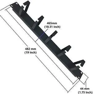 (5 Pack) 1U 5 D-Ring Cable Manager - 19 Inch Horizontal Rack Mount Metal Server Rack Wire Management