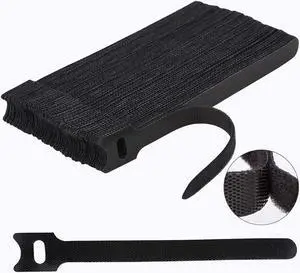 60 PCS 6 Inches Reusable Cable Ties Adjustable Cord Straps Cable Organizer Cord Wrap and Hook Loop Cords Management - Black