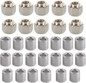 Zeberoxyz 10PCS 3D Printer Parts Hexagonal Eccentric Column with 20PCS Round Isolation Column, Bore 5MM Height 8MM V Groove Stainless Steel for V Wheel 3D Printing Accessories (8mm Height)