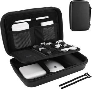 Hard Travel Electronic Organizer Case for MacBook Power Adapter Chargers Cables Power Bank Apple Magic Mouse Apple Pencil USB Flash Disk SD Card Small Portable Accessories Bag -L Black